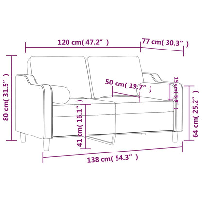 Sofá 2 lugares + almofadas decorativas 120cm tecido cinza-claro