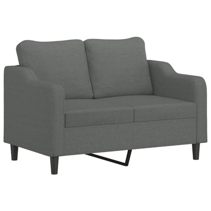 Sofá 2 lugares +almofadas decorativas 120cm tecido cinza-escuro