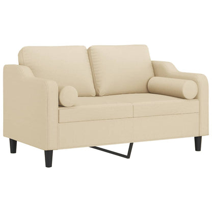 2-seater sofa + decorative cushions 120 cm cream-colored fabric