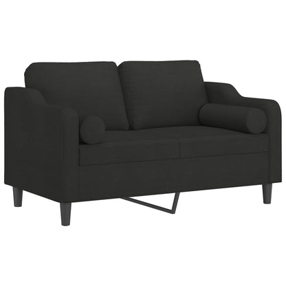 Sofá 2 lugares + almofadas decorativas 120 cm tecido preto