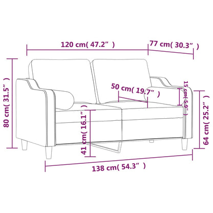 Sofá 2 lug. + almofadas decorativas 120cm tecido vermelho tinto