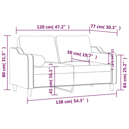 Sofá 2 lug. +almofadas decoração 120cm tecido cinza-acastanhado