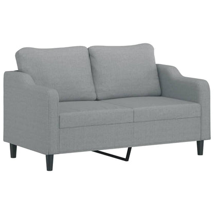 Sofá 2 lugares + almofadas decorativas 140cm tecido cinza-claro