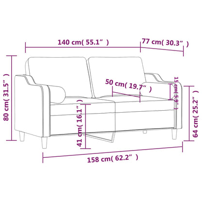 Sofá 2 lugares + almofadas decorativas 140cm tecido cinza-claro