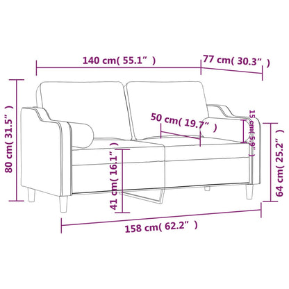 Sofá 2 lugares + almofadas decorativas 140 cm tecido preto
