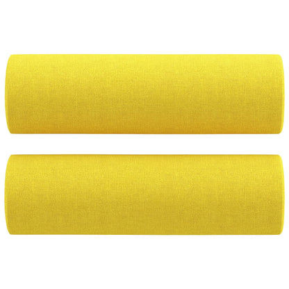 Sofá 2 lug. + almofadas decorativas 140 cm tecido amarelo-claro