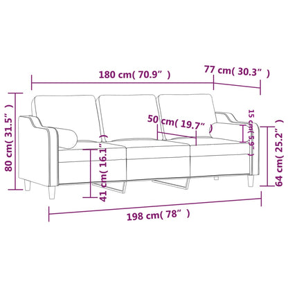 Sofá 3 lug. + almofadas decorativas 180cm tecido vermelho tinto