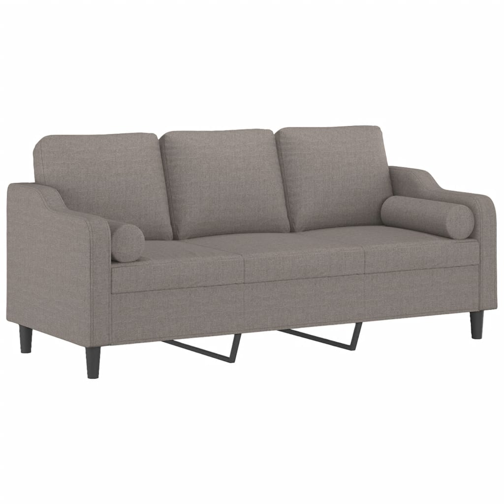 Sofá 3 lug. +almofadas decoração 180cm tecido cinza-acastanhado