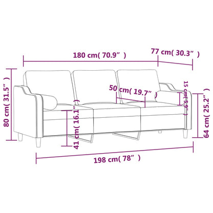 Sofá 3 lug. +almofadas decoração 180cm tecido cinza-acastanhado