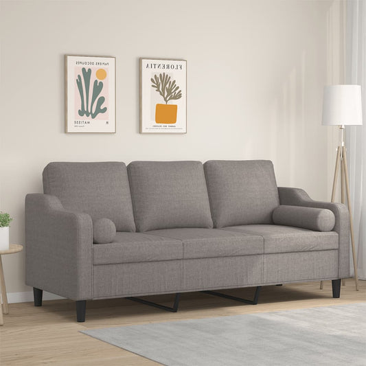 Sofá 3 lug. +almofadas decoração 180cm tecido cinza-acastanhado