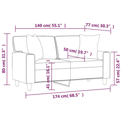 Sofá 2 lugares + almofadas decoração 140 cm couro artif. preto