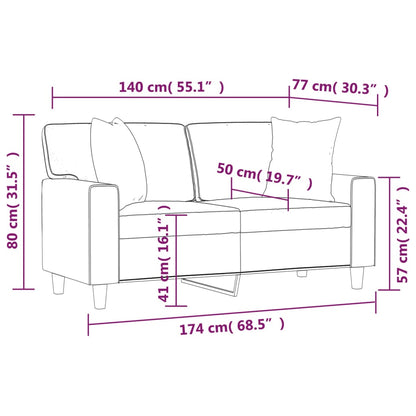 Sofá 2 lugares + almofadas decorativas 140cm couro artif. creme