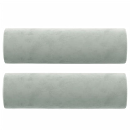 Sofá 2 lugares + almofadas decorativas 120cm veludo cinza-claro
