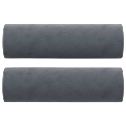 Sofá 2 lug. c/ almofadas decorativas 120 cm veludo cinza-escuro