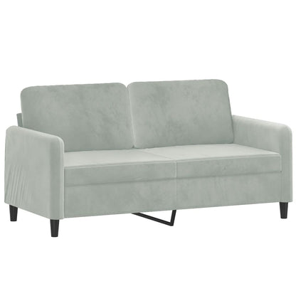 Sofá 2 lugares + almofadas decorativas 140cm veludo cinza-claro