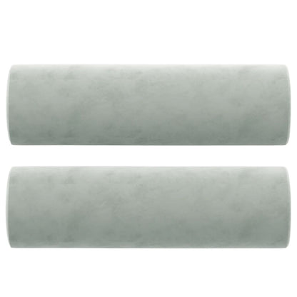 Sofá 2 lugares + almofadas decorativas 140cm veludo cinza-claro