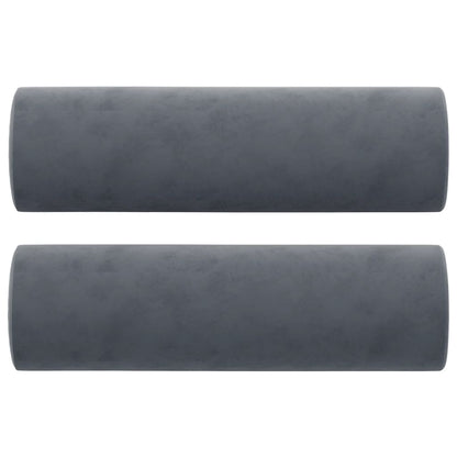 Sofá 2 lug. c/ almofadas decorativas 140 cm veludo cinza-escuro