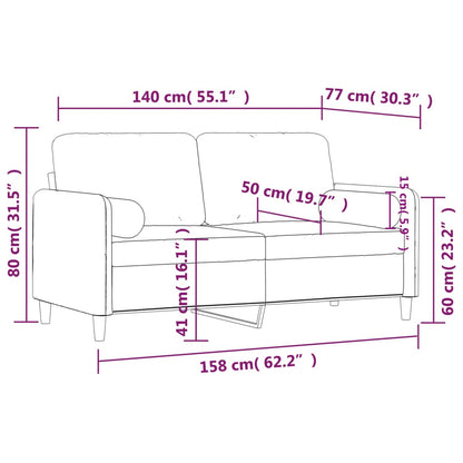 Sofá 2 lugares c/ almofadas decorativas 140 cm veludo preto
