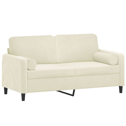 Sofá 2 lugares c/ almofadas decorativas 140 cm veludo creme