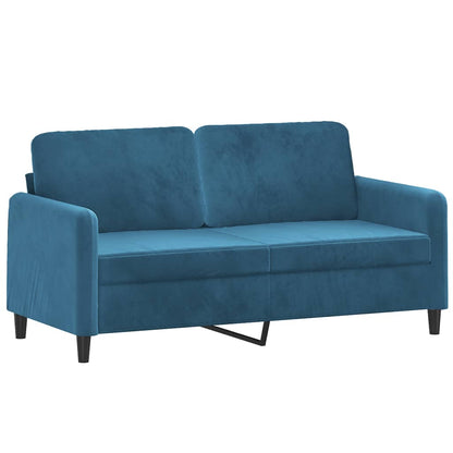 2-seater sofa with decorative cushions 140 cm blue velvet