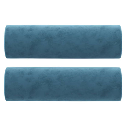 2-seater sofa with decorative cushions 140 cm blue velvet