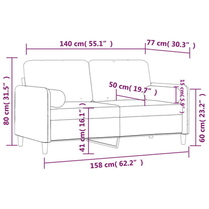 2-seater sofa with decorative cushions 140 cm blue velvet