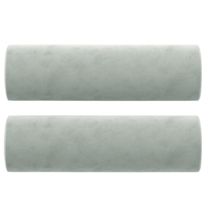 Sofá 3 lugares + almofadas decorativas 180cm veludo cinza-claro