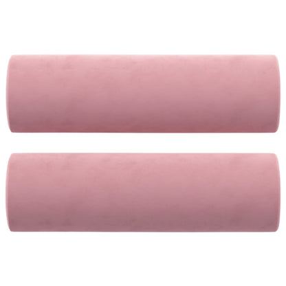 Sofá 3 lugares c/ almofadas decorativas 180 cm veludo rosa
