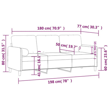 Sofá 3 lugares c/ almofadas decorativas 180 cm veludo rosa