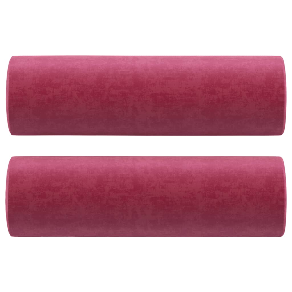 3-seater sofa + 180cm decorative cushions in red velvet