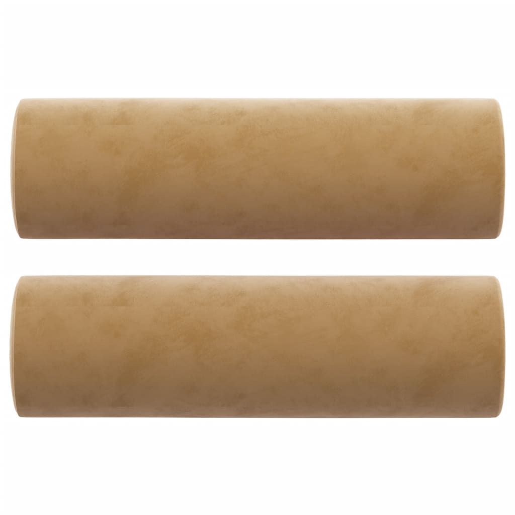 Sofá 3 lugares c/ almofadas decorativas 180 cm veludo castanho