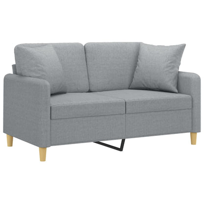 2-seater sofa + decorative cushions 120cm light gray fabric