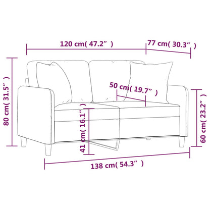 2-seater sofa + decorative cushions 120cm light gray fabric