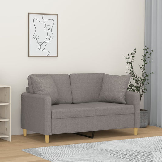 2-seater sofa + decorative cushions 120cm light gray fabric