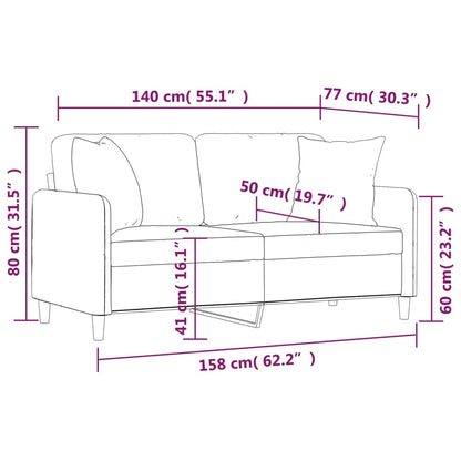 2-seater sofa + decorative cushions 140cm light grey fabric