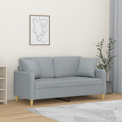 2-seater sofa + decorative cushions 140cm light grey fabric