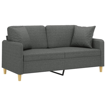 2-seater sofa + decorative cushions 140cm dark grey fabric