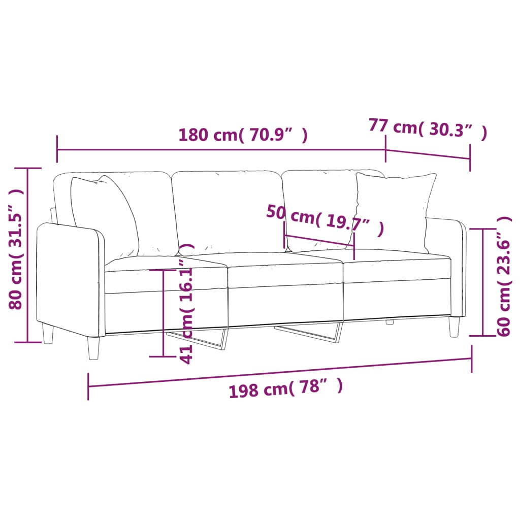 Sofá 3 lug. +almofadas decoração 180cm tecido cinza-acastanhado