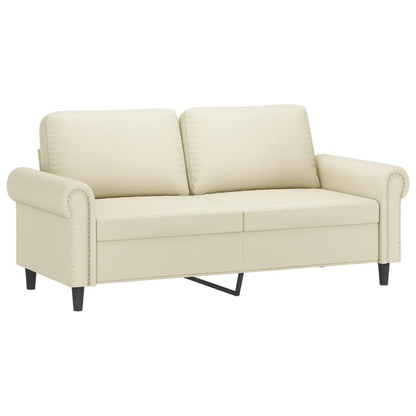 Sofá 2 lugares + almofadas decorativas 140cm couro artif. creme