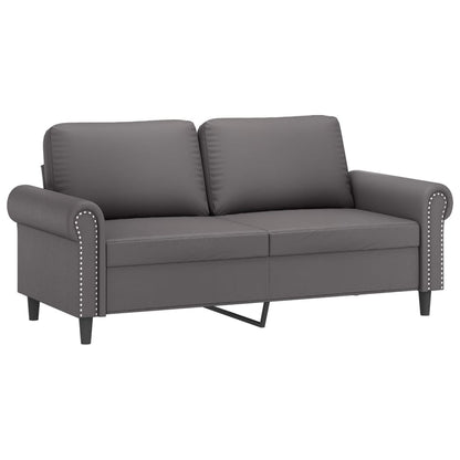 Sofá 2 lugares + almofadas decorativas 140cm couro artif. cinza