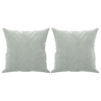 Sofá 2 lugares + almofadas decorativas 120cm veludo cinza-claro