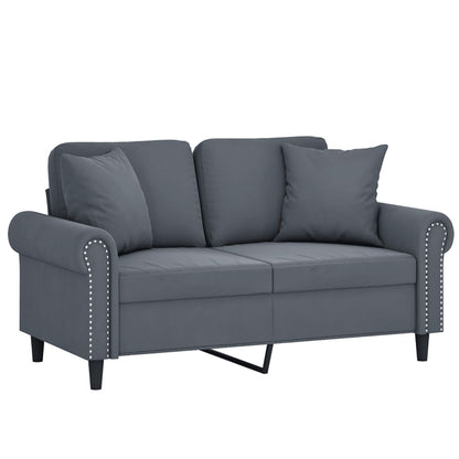 2-seater sofa with decorative cushions 120 cm dark grey velvet