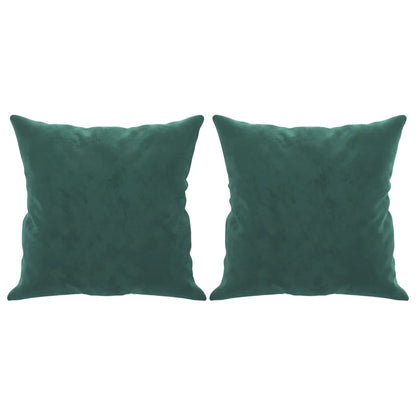 Sofá 2 lug. c/ almofadas decorativas 120 cm veludo verde-escuro