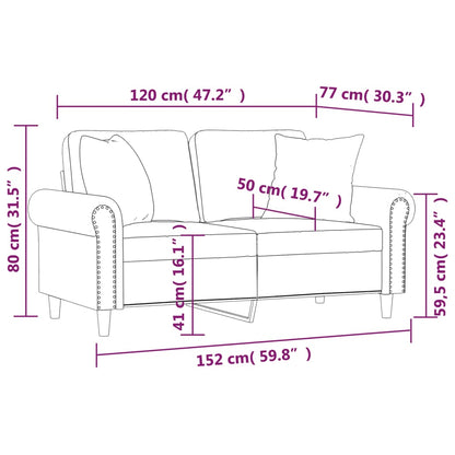 Sofá 2 lugares c/ almofadas decorativas 120 cm veludo preto