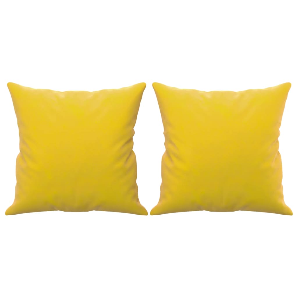 2-seater sofa with decorative cushions 120 cm yellow velvet