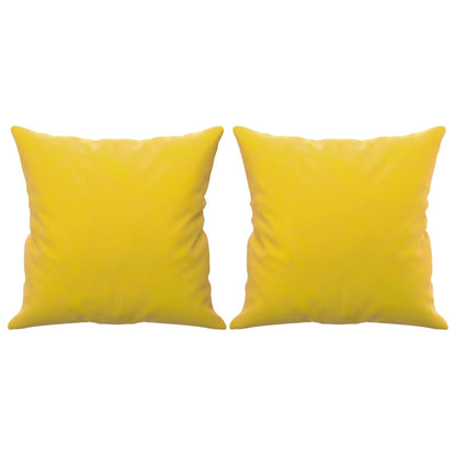 2-seater sofa with decorative cushions 120 cm yellow velvet