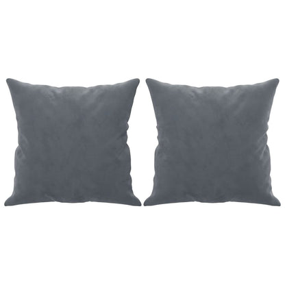 Sofá 2 lug. c/ almofadas decorativas 140 cm veludo cinza-escuro