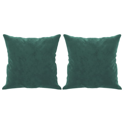 Sofá 2 lug. c/ almofadas decorativas 140cm veludo verde-escuro