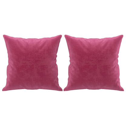 2-seater sofa + decorative cushions 140cm in red velvet