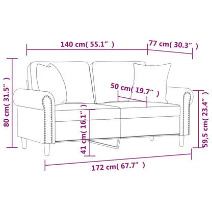 Sofá 2 lugares c/ almofadas decorativas 140 cm veludo preto